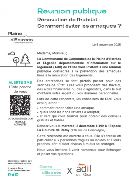 Réunion publique sur la prévention des arnaques liées à la rénovation de l’habitat