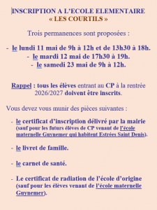 Inscription école élémentaire 